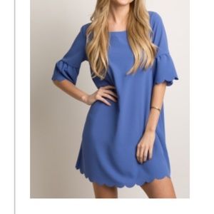 Blue Ruffle Scallop Maternity dress